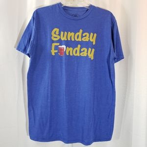 5/$15 Large Solid Threads Blue Graphic Tee - Sunday Funday